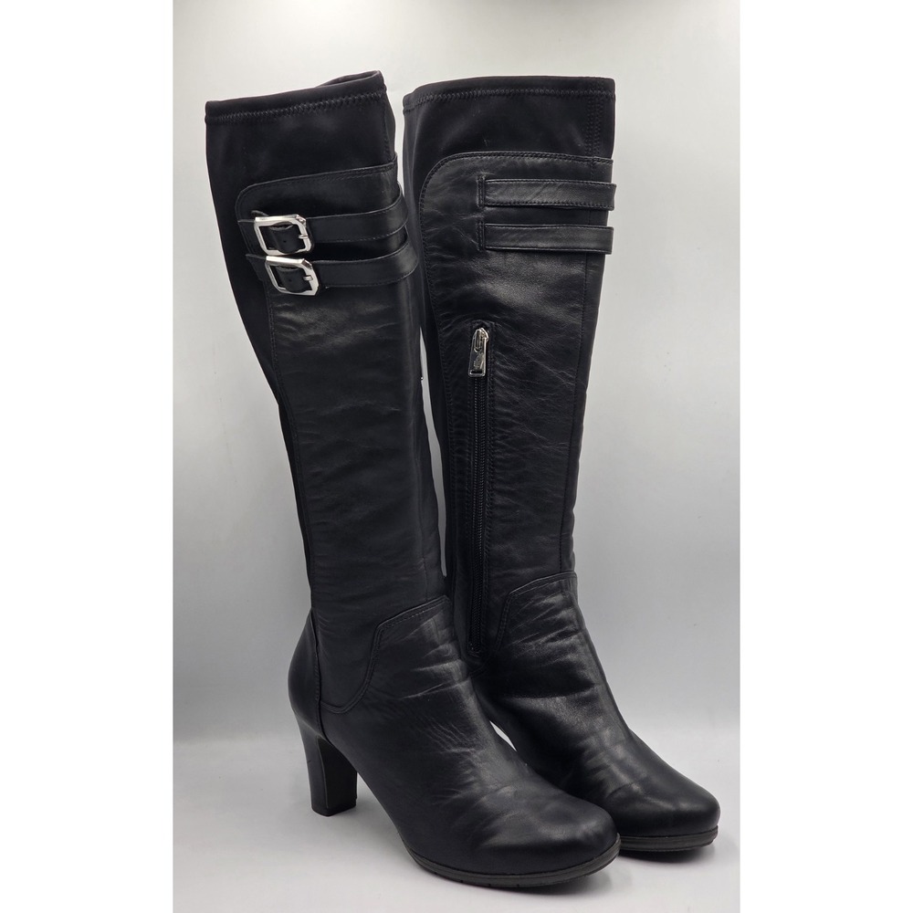 Rockport Womens Size 7 Black Classic Outdoor Soft Leather Heeled Knee-High Boots